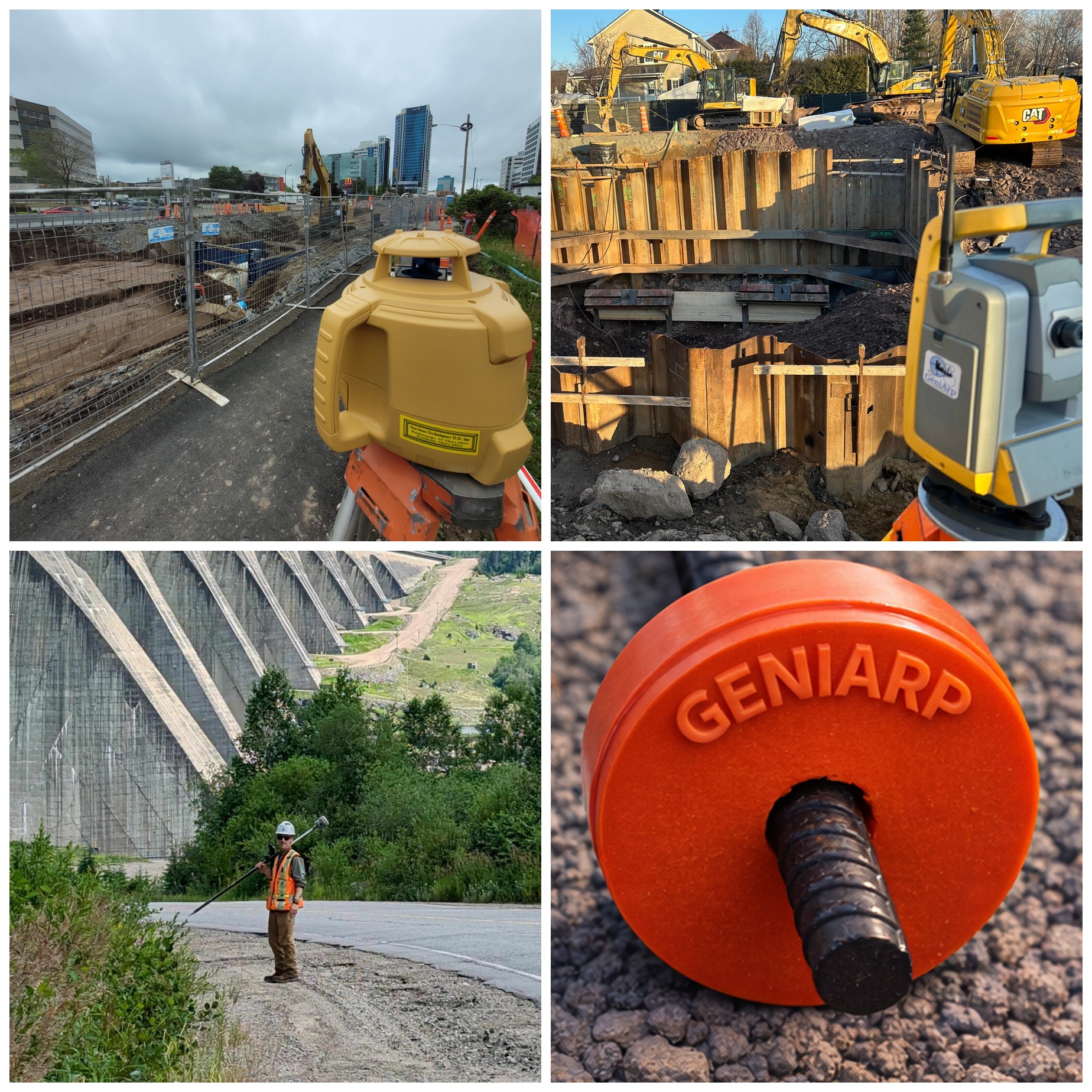 Quatre expertises Géniarp : arpentage de construction, relevés topographiques, arpentage légal et surveillance de chantier