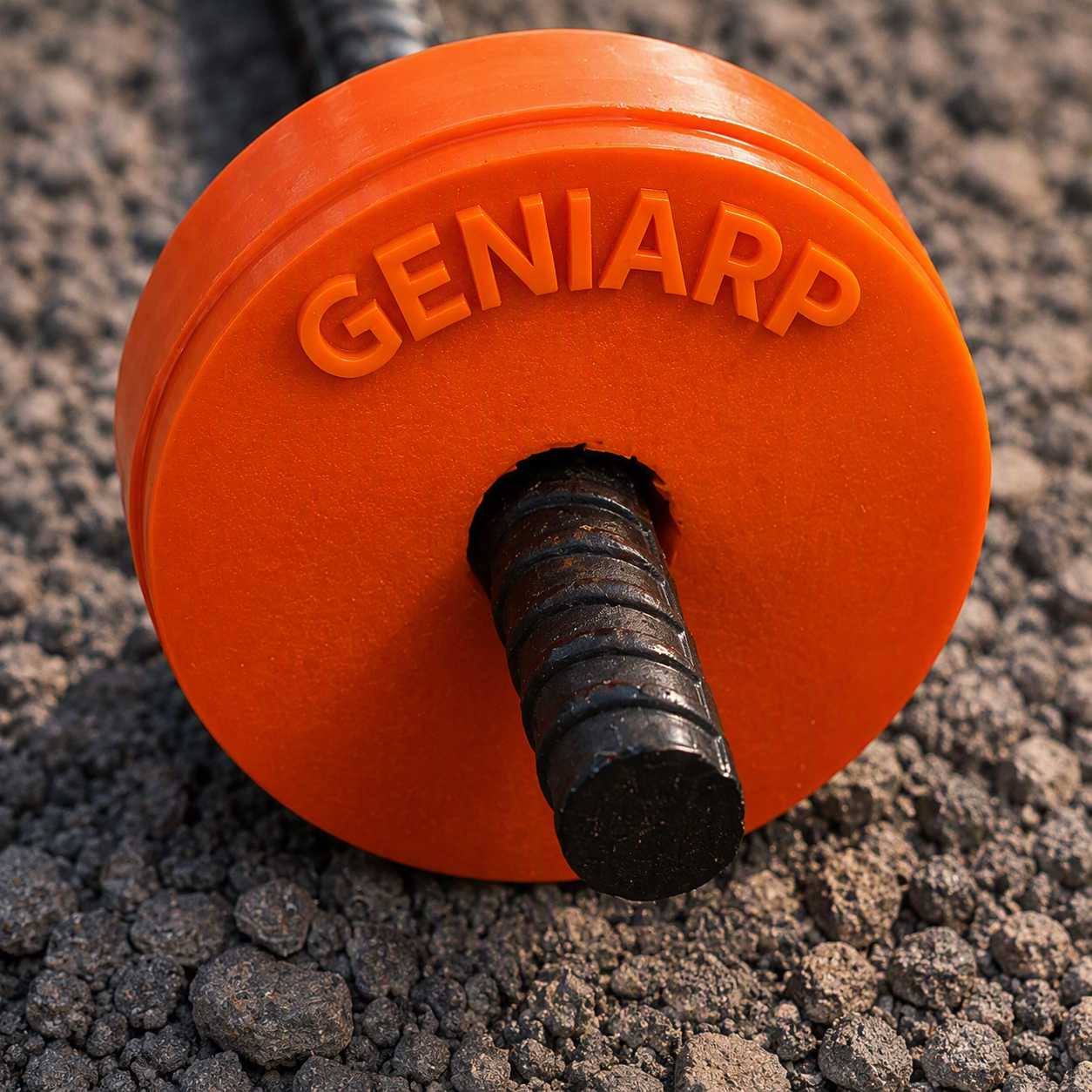 Borne d'arpentage Géniarp installée sur le terrain